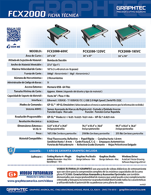 Graphtec FCX2000-Spec Sheet Spanish