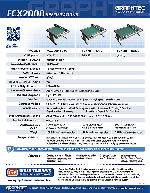 Graphtec FCX2000-spec-sheet Graphtec FCX2000-spec-sheet
